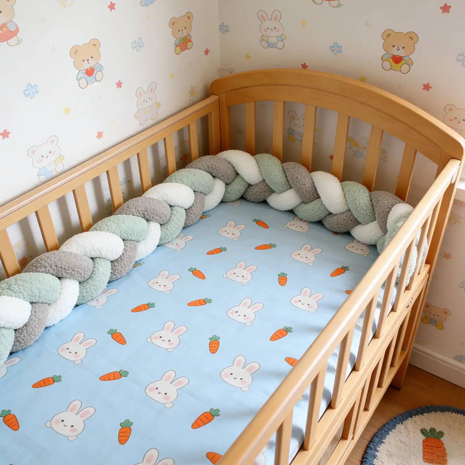 Tour de lit bébé tressé 1M 2M 3M 4M, protection de berceau et coussin de lit pour nourrisson, décora