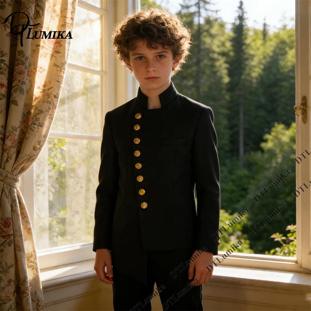 Costume de cérémonie élégant pour garçons avec col mandarin et boutons dorés – Idéal pour mariage, p