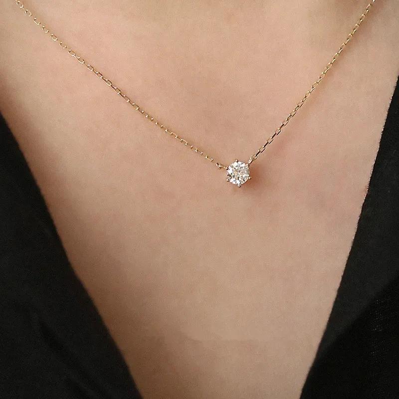 Collier en argent Sterling 925 plaqué or 14 carats, chaîne de clavicule polyvalente en Zircon scinti