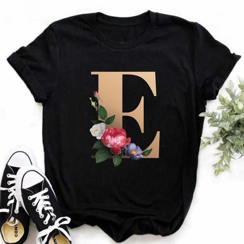 A B C D E Alphabet anglais imprimé T-Shirt femmes nouvel été Couples amoureux femme T-Shirt Harajuku