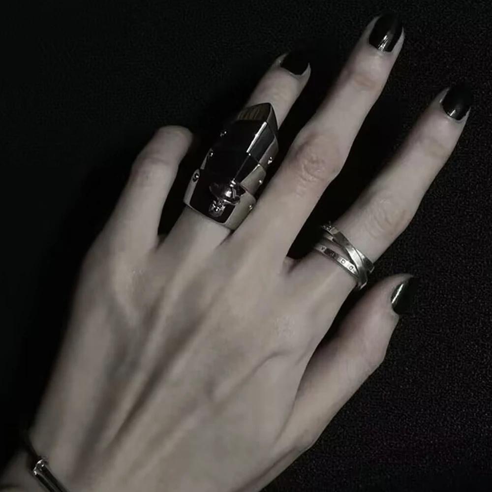 Anneaux de doigts en métal pour cosplay d'anime Oosaki Nana, armure de doigts, hip hop, argent noir,
