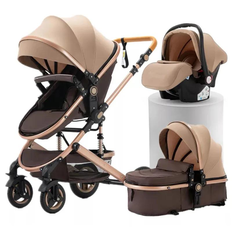 Poussette bébé nouveau-né 3 en 1 avec siège auto poussette bébé haute vue avec fonction assise et co