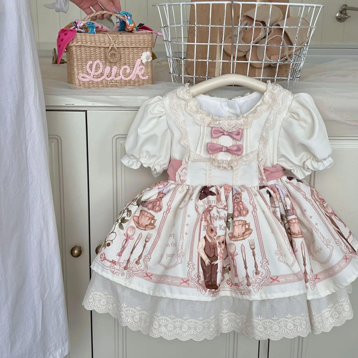 Robe d'été pour filles, nouvelle collection, manches bouffantes, princesse, style féerique, ours lol