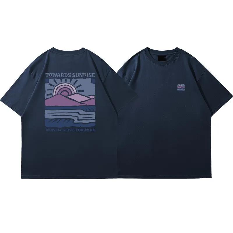 T-shirt unisexe en coton à manches courtes et col rond, imprimé motif rétro américain, coupe décontr