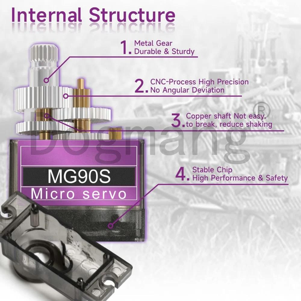 MG90S Servo 1/2/4/10/20/50 pièces tout engrenage métallique 9g SG90 Version améliorée pour hélicoptè