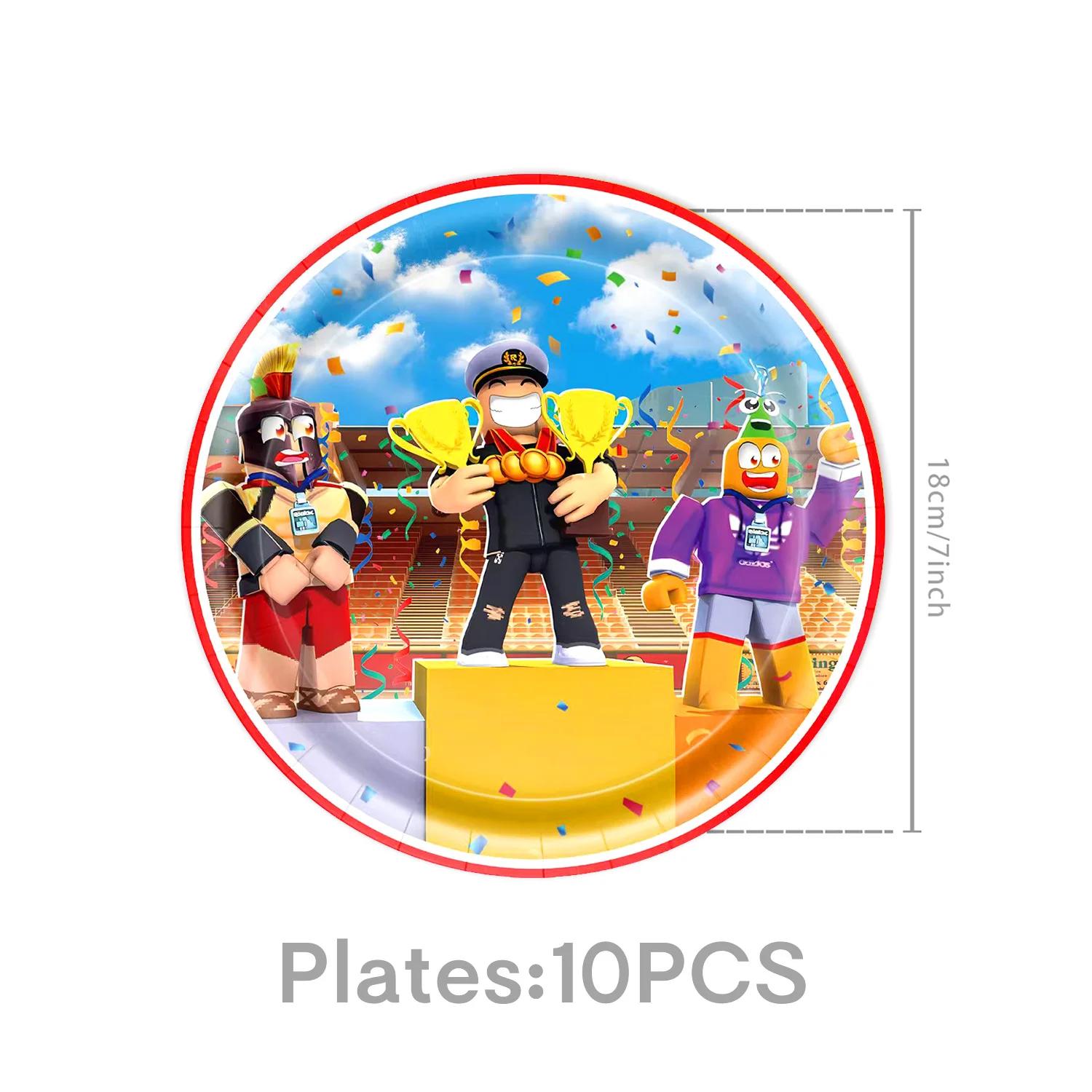 Roblox – ensemble de décoration de fête d'anniversaire, vaisselle de jeu, sac cadeau, nappe, ballon,