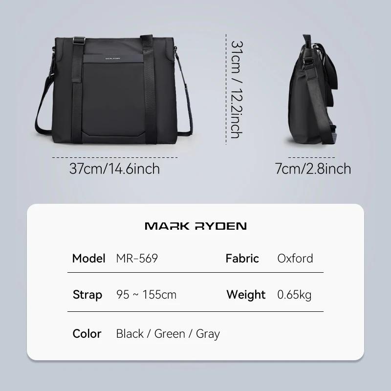 MARK RYDEN Sac fourre-tout pour homme, sac à main pour ordinateur portable hydrofuge avec fermeture 