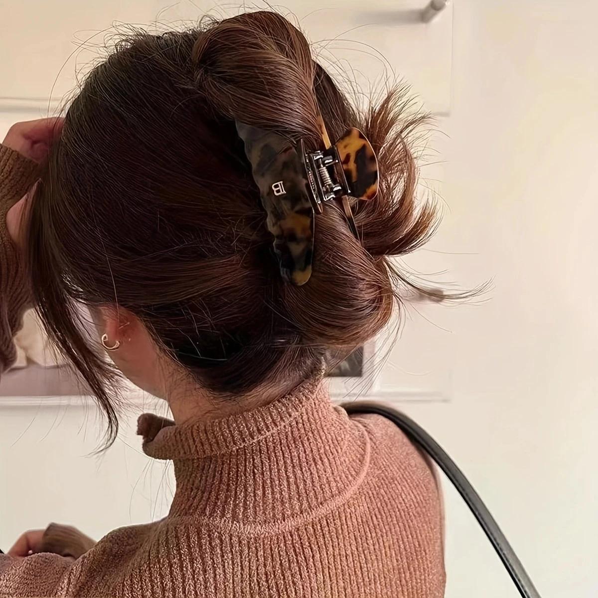 Pince à cheveux en acétate avec lettre B coréenne, 1 pièce, pince à cheveux en acétate de haute text