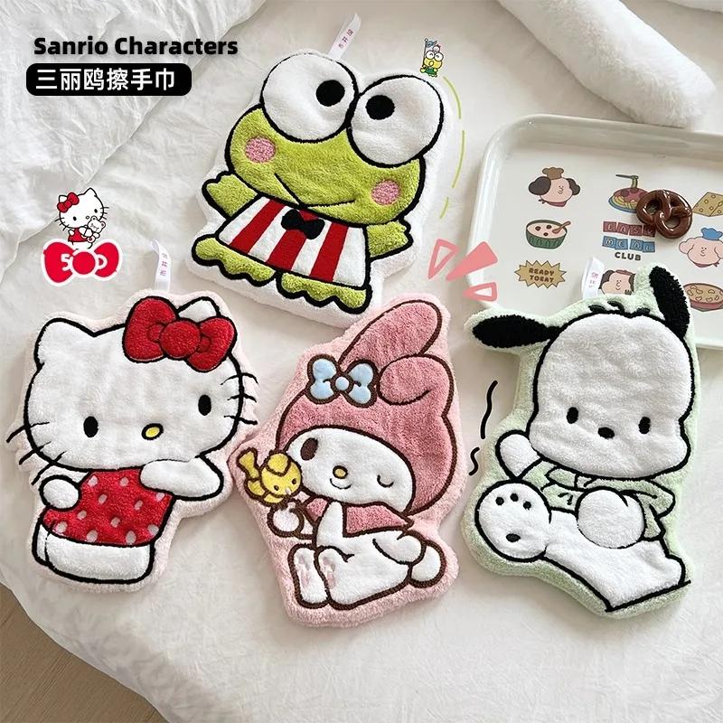 Sanrio Hello Kitty My Melody Pochacco – serviette à main mignonne en polaire corail absorbante, déco