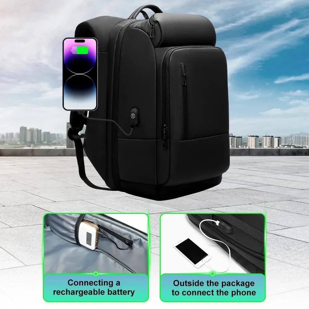 Sac à dos pour ordinateur portable de grande capacité pour hommes de 18 pouces, étanche, chargeur US