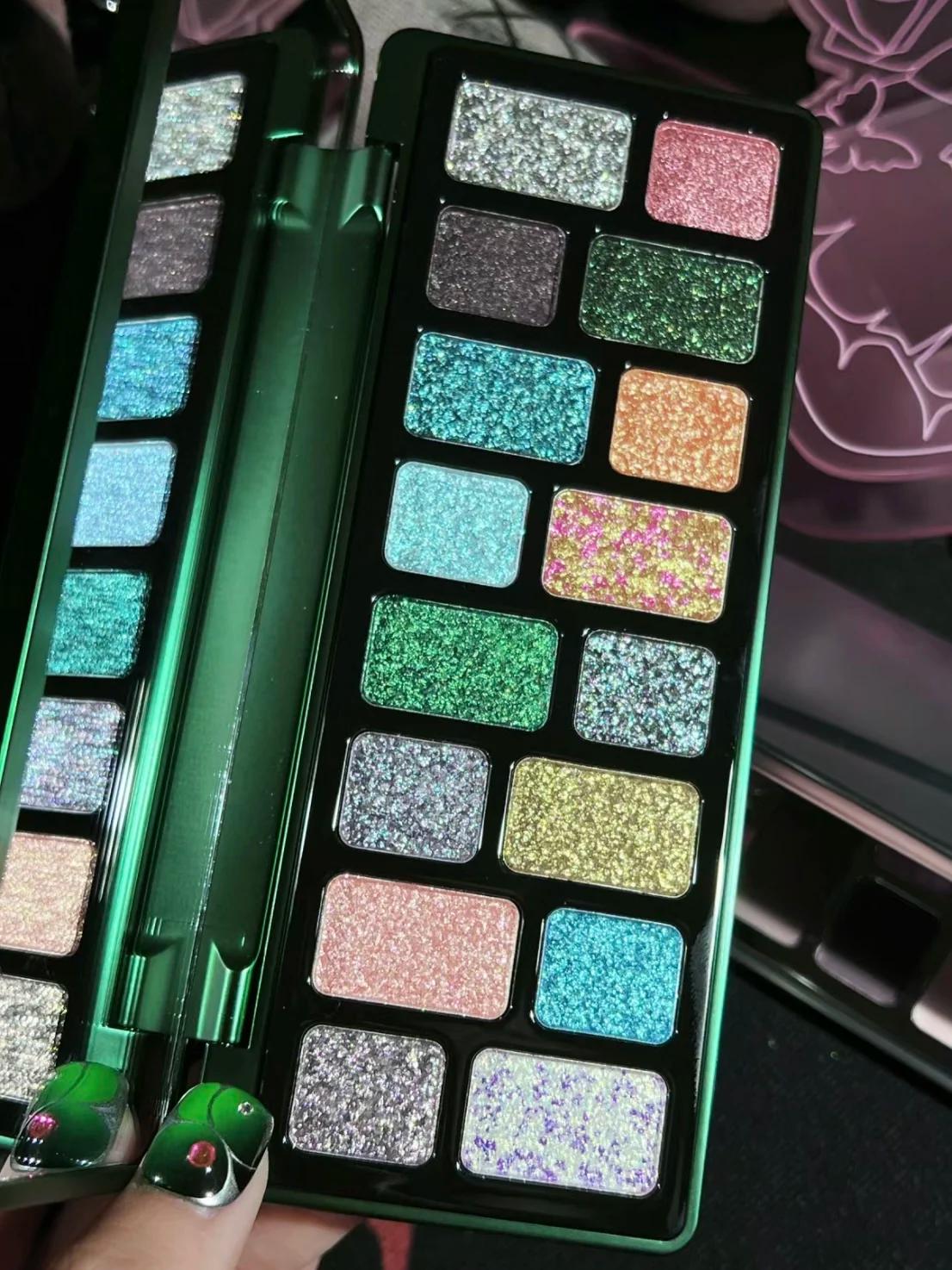 Qianyan Cheeryep 16 couleurs fard à paupières Palette paillettes caméléon mat nacré Flash plaque Cow