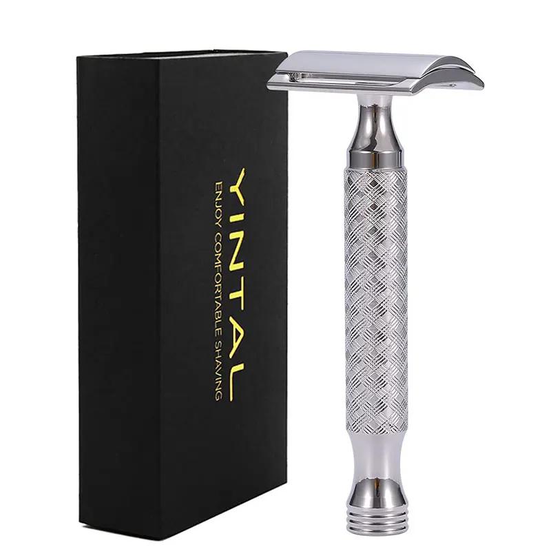 Rasoir manuel en acier inoxydable pour homme, rasoir de sécurité classique à double tranchant, CNC S