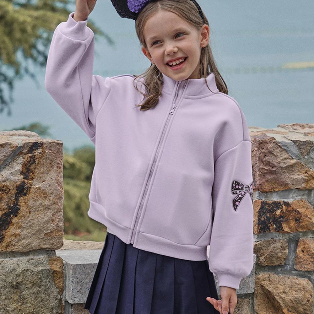 Dave Bella filles hiver automne tricoté velours épaissir veste manteau pour enfants décontracté vête