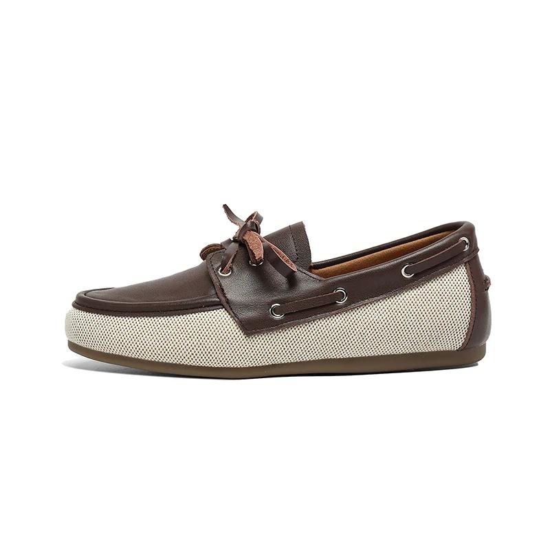 2025 nouvelle tendance élégant automne véritable cuir de vache femmes chaussures plates marron Beige