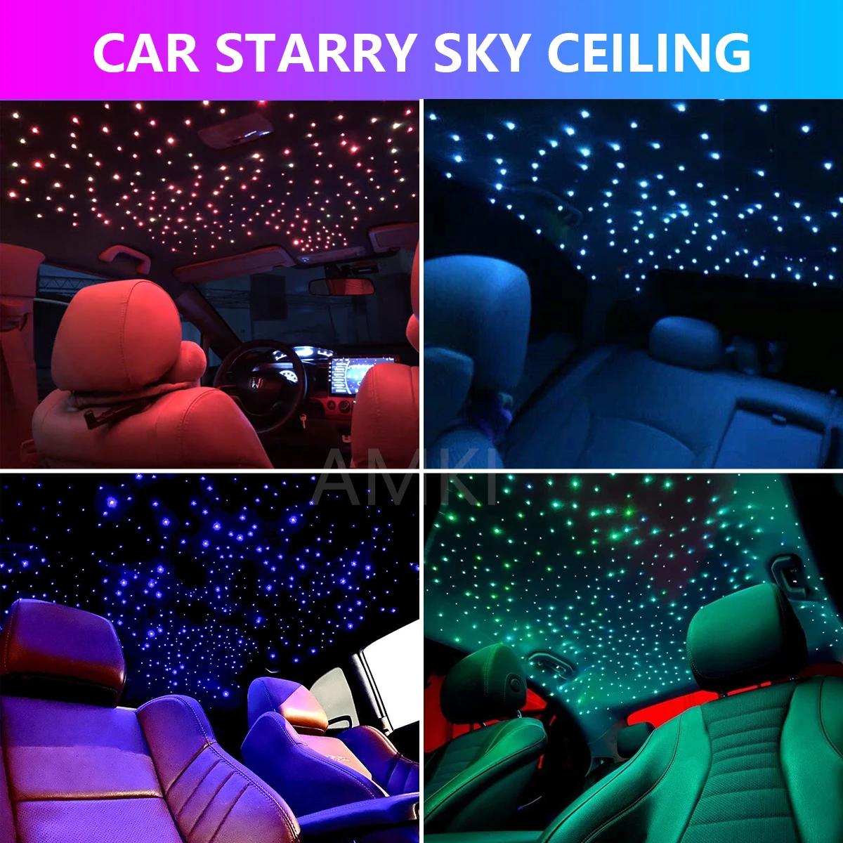 16W scintillant ciel étoilé voiture étoile plafonnier RGBW fibre optique lumière intelligente APP Bl