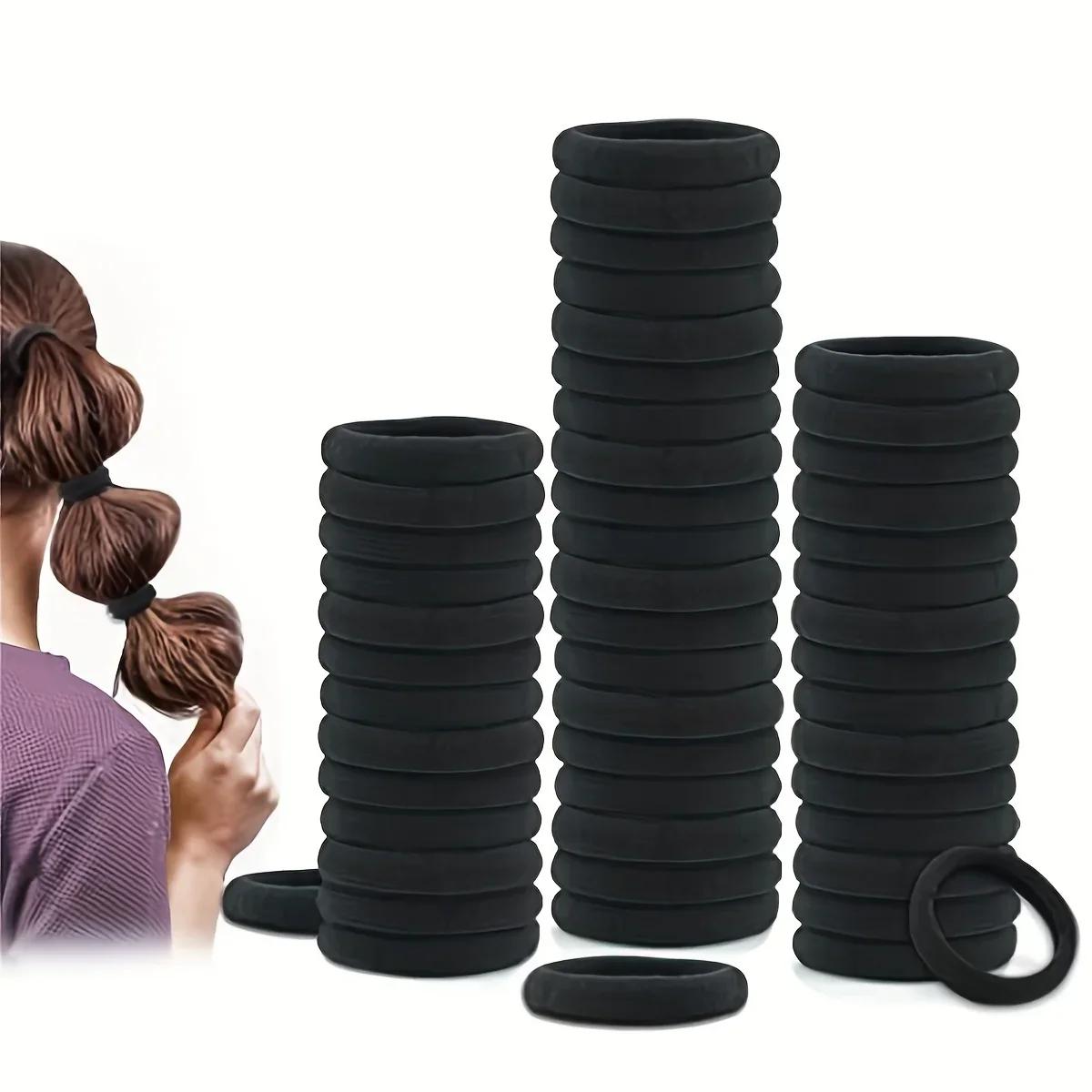 100 pièces bandes de cheveux à haute élasticité pour filles bandeau noir attaches en caoutchouc élas