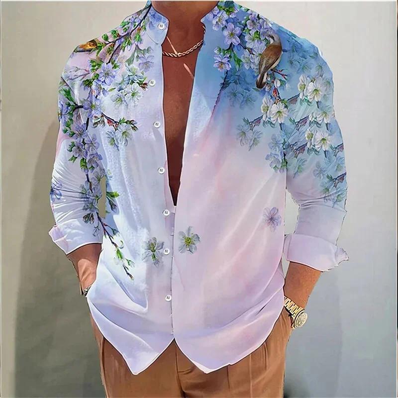 Chemise imprimée à manches longues pour hommes, haut décontracté et confortable, vêtements de rue en
