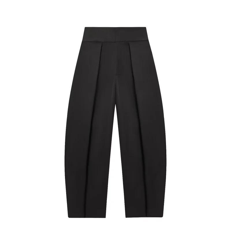 Pantalon palazzo plissé taille haute coupe ample ETJ 2026 pour femme, idéal pour le travail, les voy