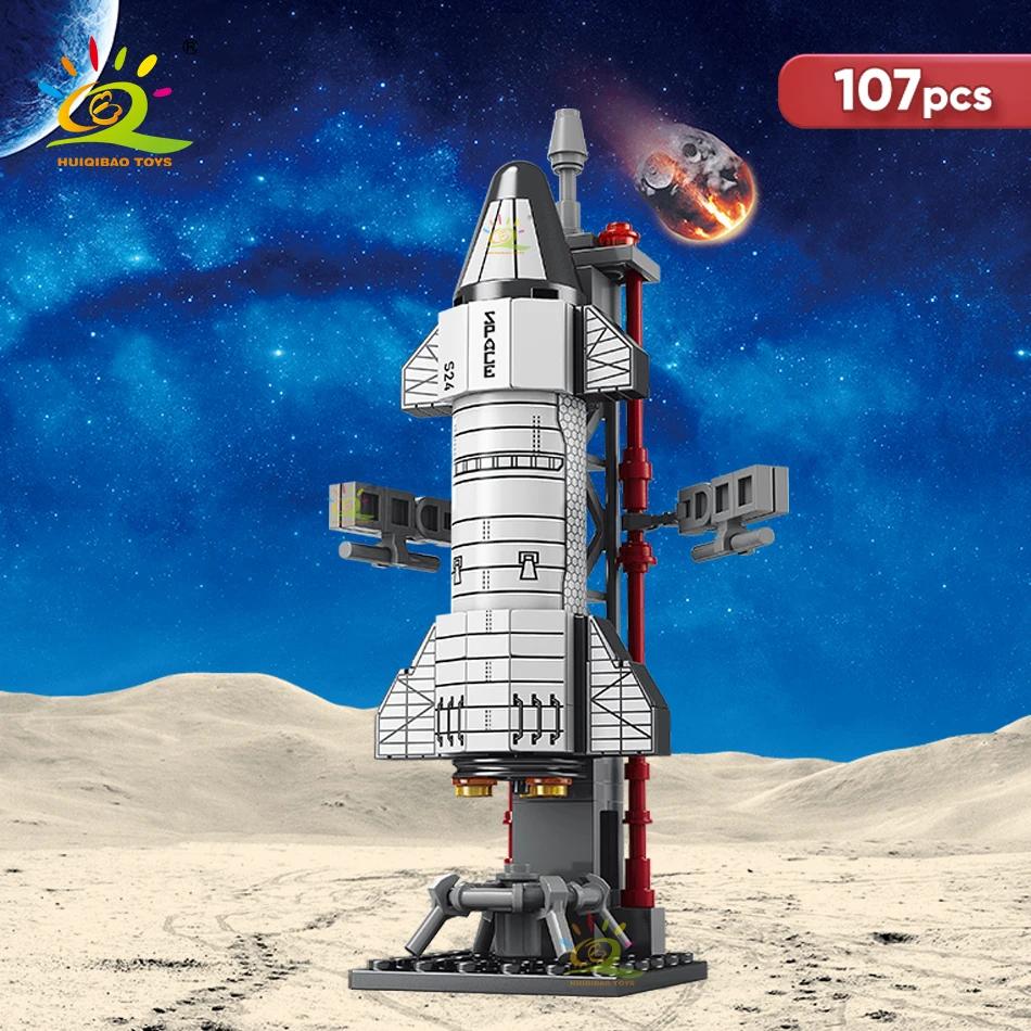 HUIQIBAO – Mini fusée d'aviation, blocs de Construction, Station aérospatiale spatiale, briques, jou
