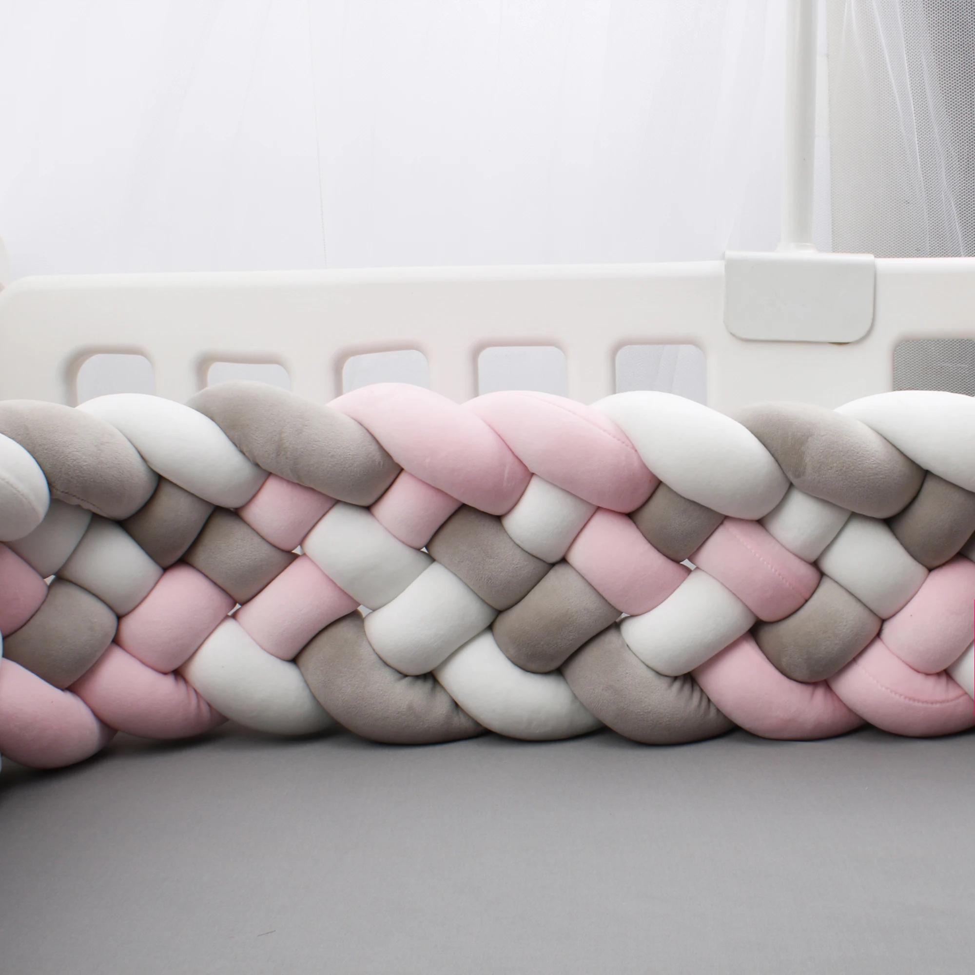 Pare-chocs de lit de bébé de 200cm, oreiller de noeud de tresse, coussin pour la protection de Cpull