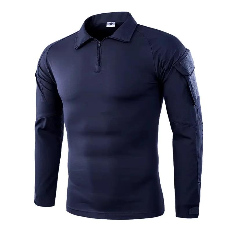 Chemise de Combat à manches longues pour hommes, chemises tactiques en coton Ripstop avec fermeture 
