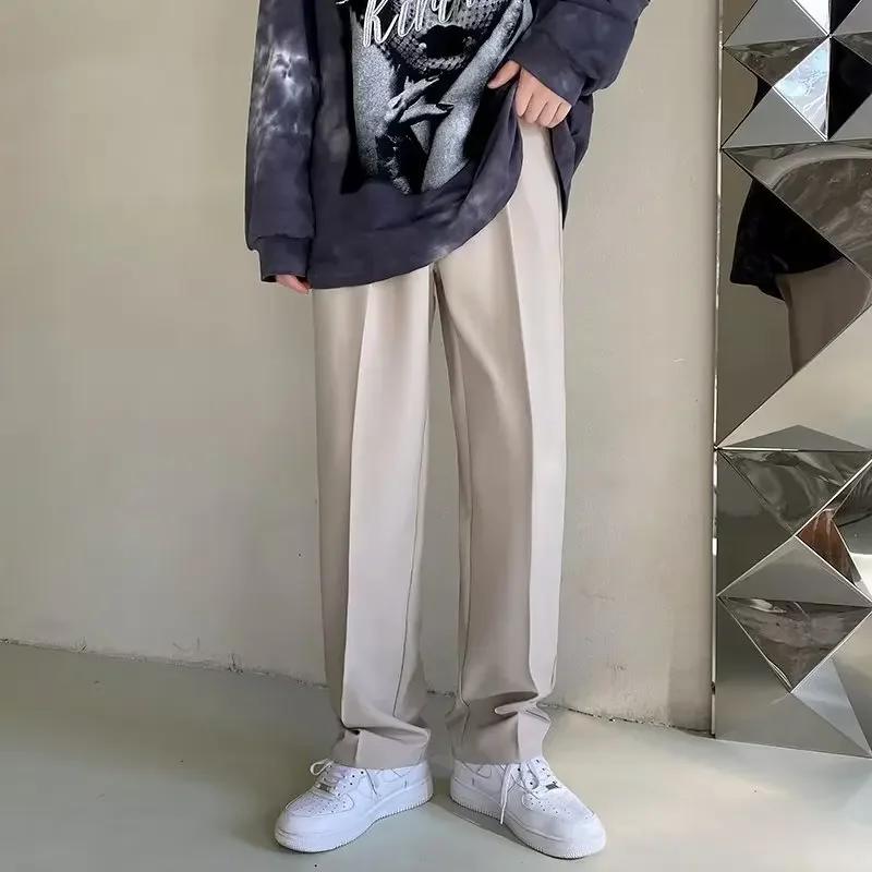 2025 nouveaux hommes pantalons droits mode coréenne costume ample pantalon décontracté drapé Baggy b