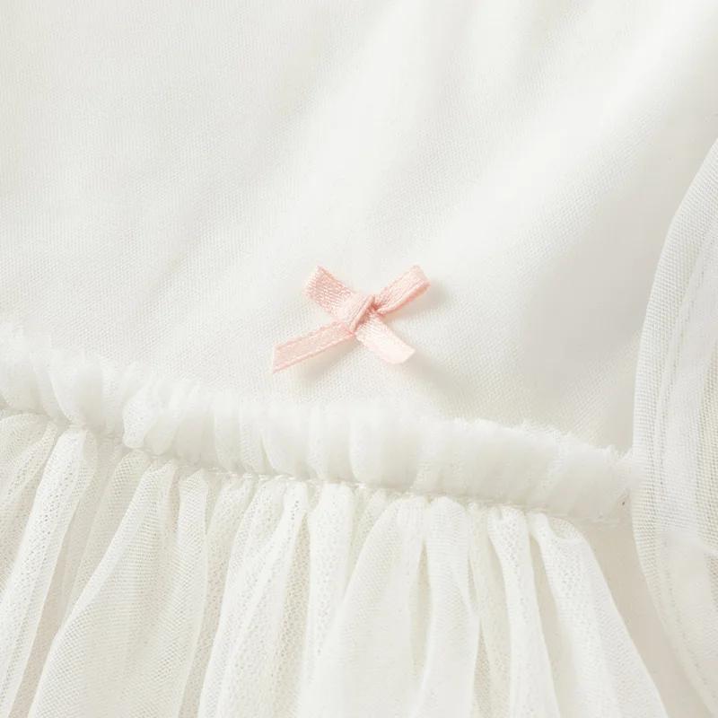 Dave Bella robe élégante pour les filles automne printemps enfants coton charme dentelle maille robe