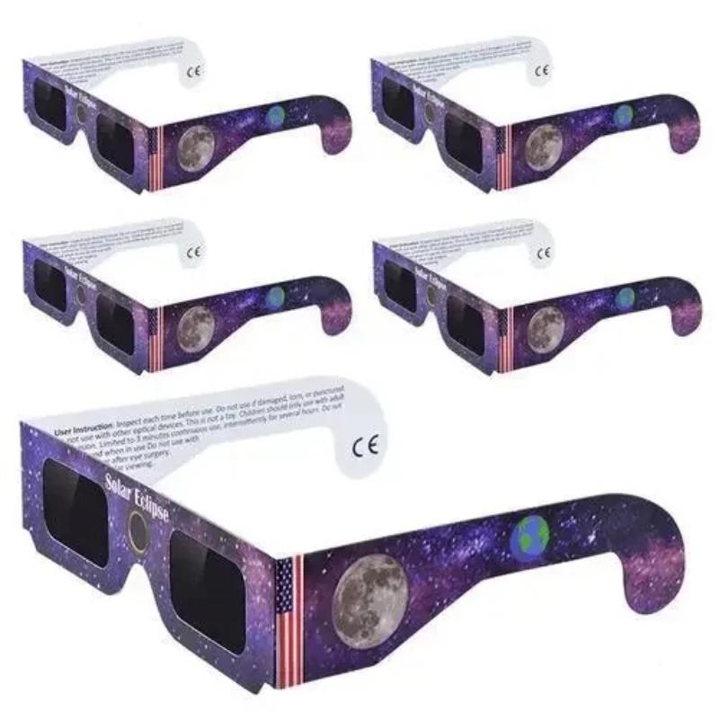 Lunettes d'éclipse Premium, 5 pièces, lunettes solaires approuvées AAS, certifiées CE et ISO, Film f