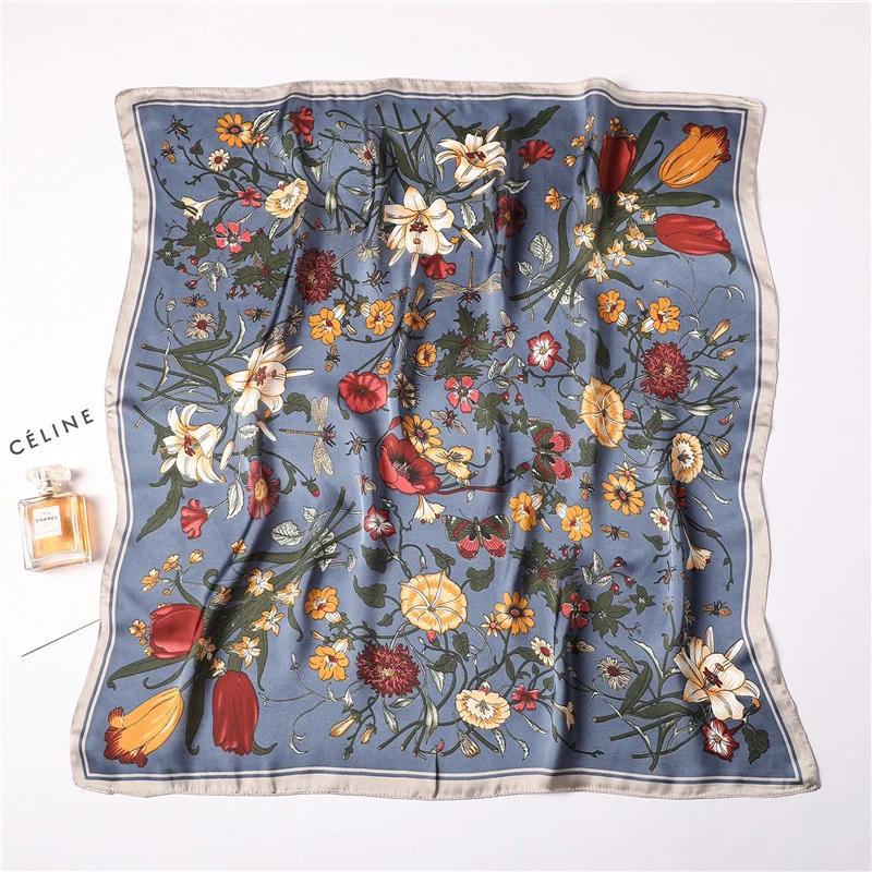 Foulards de luxe imprimés pour femmes, foulard en soie, décorations florales, petites cravates, band