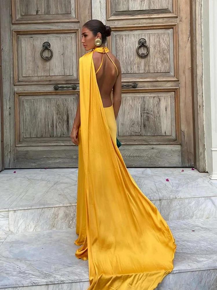 Robe élégante à col licou pour femmes, couleur unie, épaules dénudées, sans manches, dos nu, Slim, M