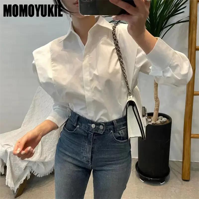2023 printemps femmes Blouses mode Vintage Simple panneau de fermeture volants à manches longues loi