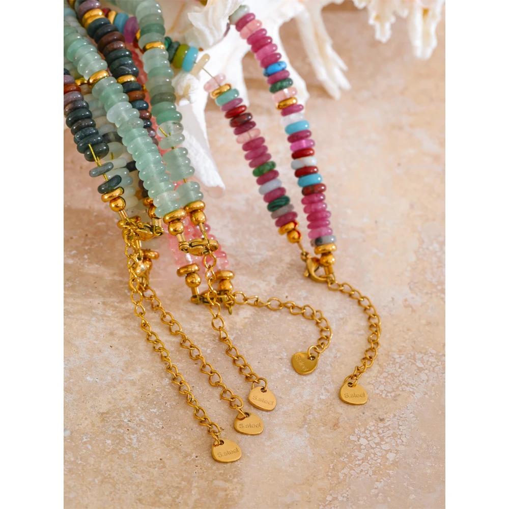 Yhpup – collier de perles en pierre naturelle colorée, fait à la main, chaîne Y2K, à la mode, en aci