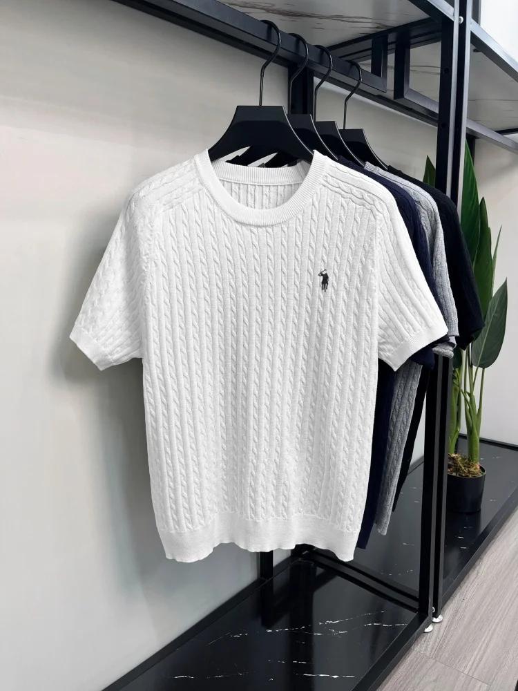 Haut de gamme boutique Knit manches courtes hommes nouvelle mode Designer marque poney brodé été Cas