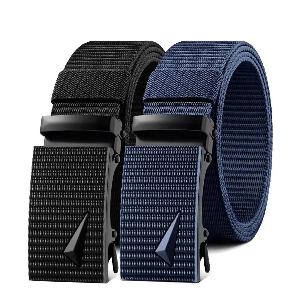 Ceinture de sport en toile automatique pour hommes, sangle en nylon, sangle en métal, travail en ple