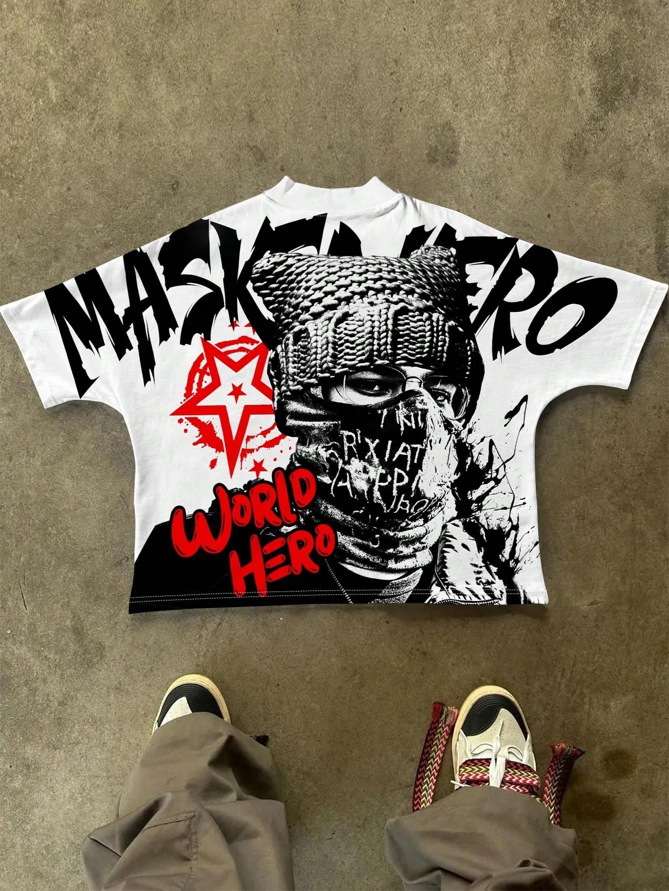 Le nouveau T-shirt pour hommes pour l'été 2025 présente une impression de motifs d'étoiles 3D décont