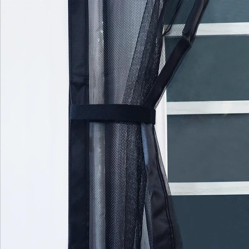 Moustiquaire magnétique pour porte, rideau noir pour insectes volants, fermeture automatique, maille