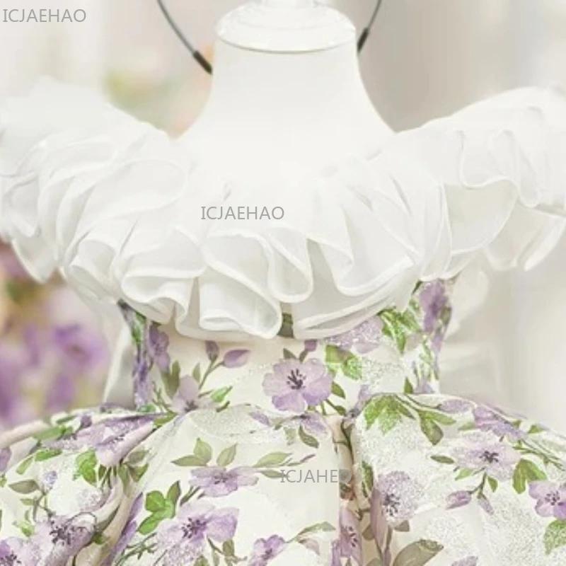 Robe de soirée pour filles, costume de fête du premier anniversaire, robe de soirée fleurie pour enf