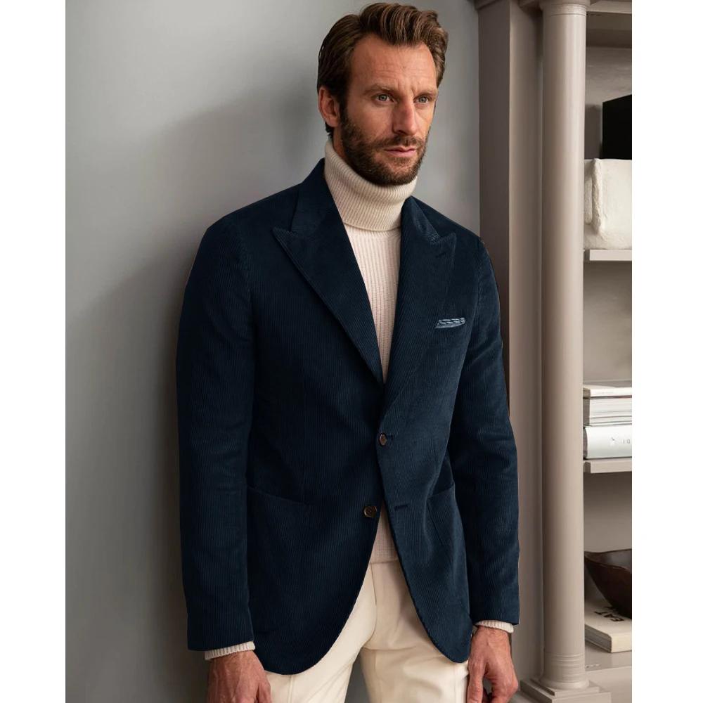 Veste de luxe pour homme en velours côtelé, style britannique, décontractée et élégante, de haute qu