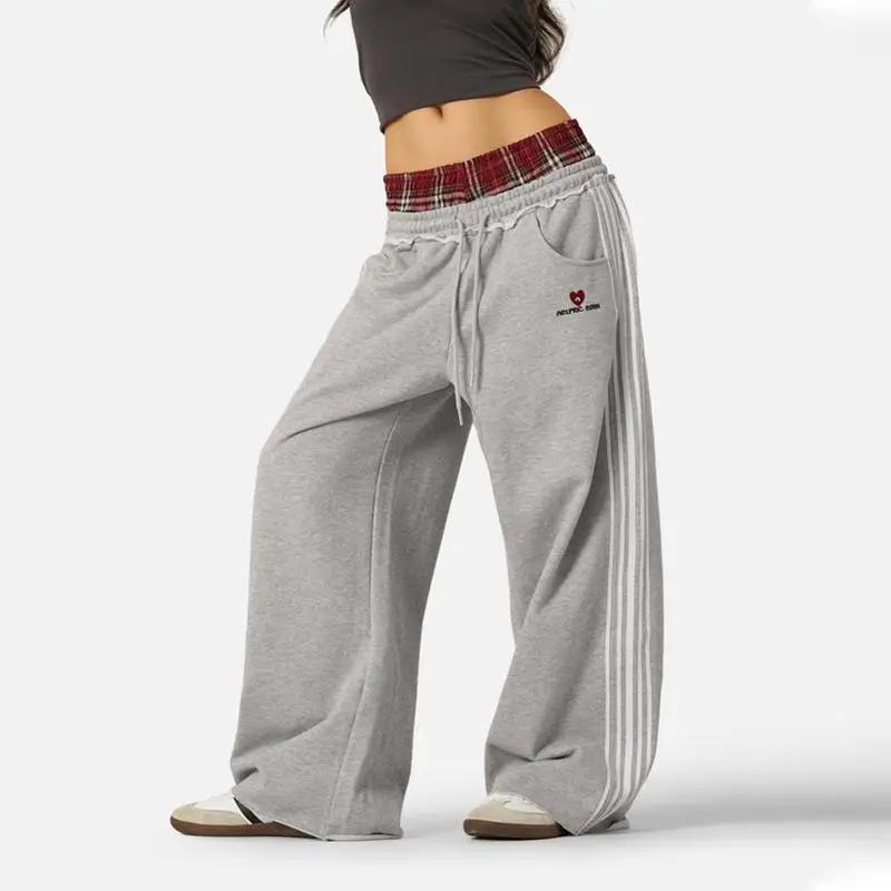Ensemble deux pièces ample de Style collège rétro américain, faux pantalon de salle de bain à Double