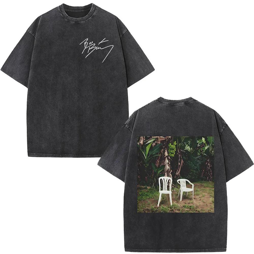 Rappeur Bad Bunny Album couverture impression T-shirt Debi Tirar Mas Fotos DTMF lavé Vintage T-shirt
