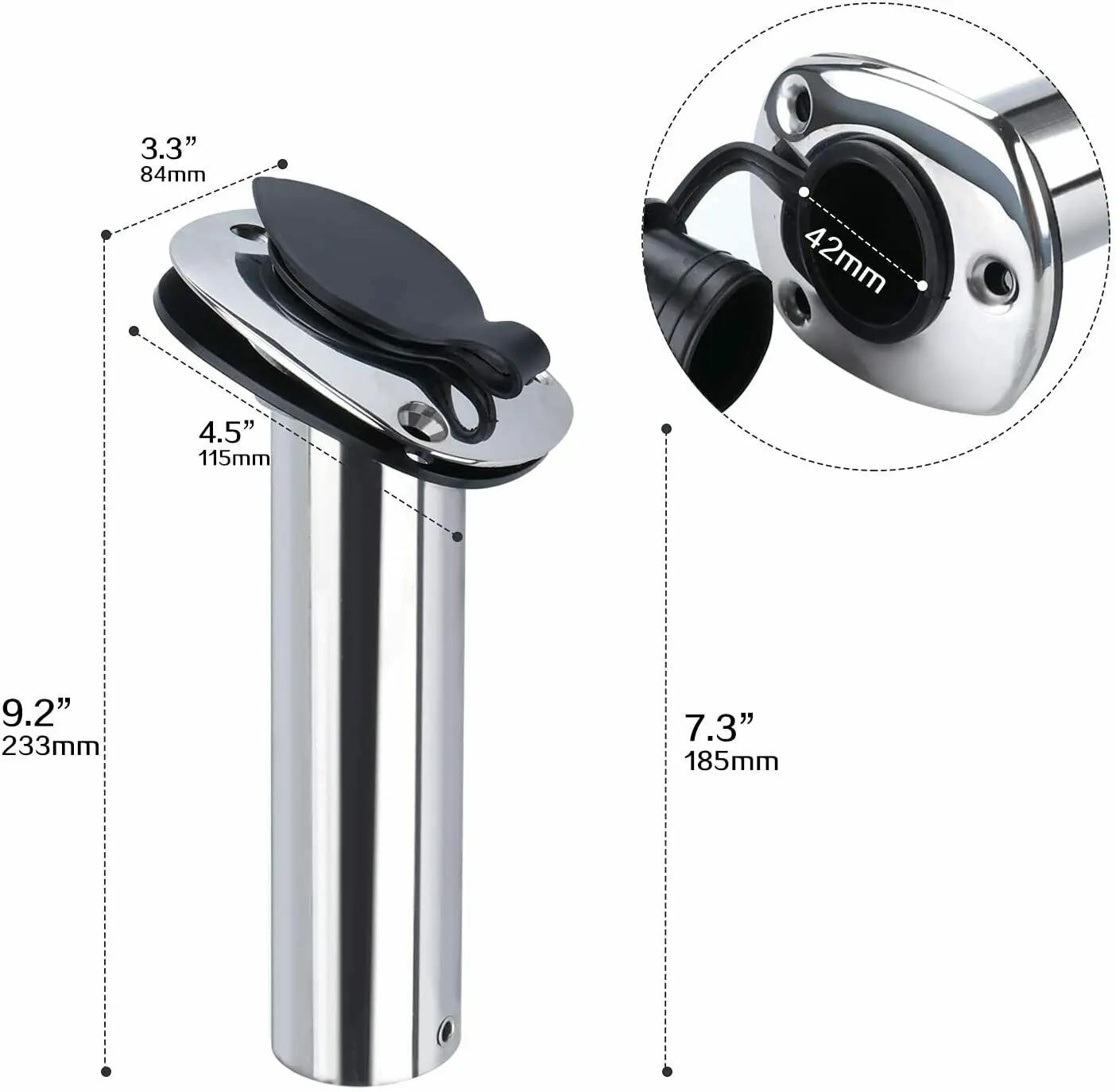 2 supports de canne à pêche pour bateau, montage encastré en acier inoxydable, dosette de canne à 30