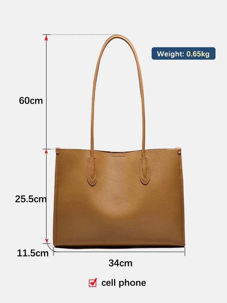 Nouveau Sac à Main Femme Kaki en Cuir Véritable, Sac à Bandoulière Grande Capacité, Sac Cabas pour D