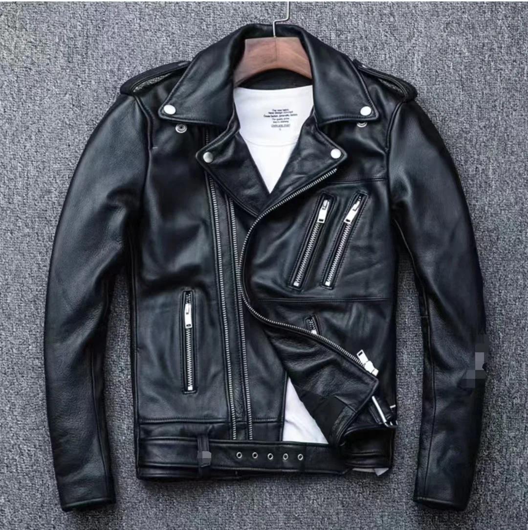 Veste en cuir PU surdimensionnée pour homme, style polo, avec plusieurs fermetures éclair, pour l'au