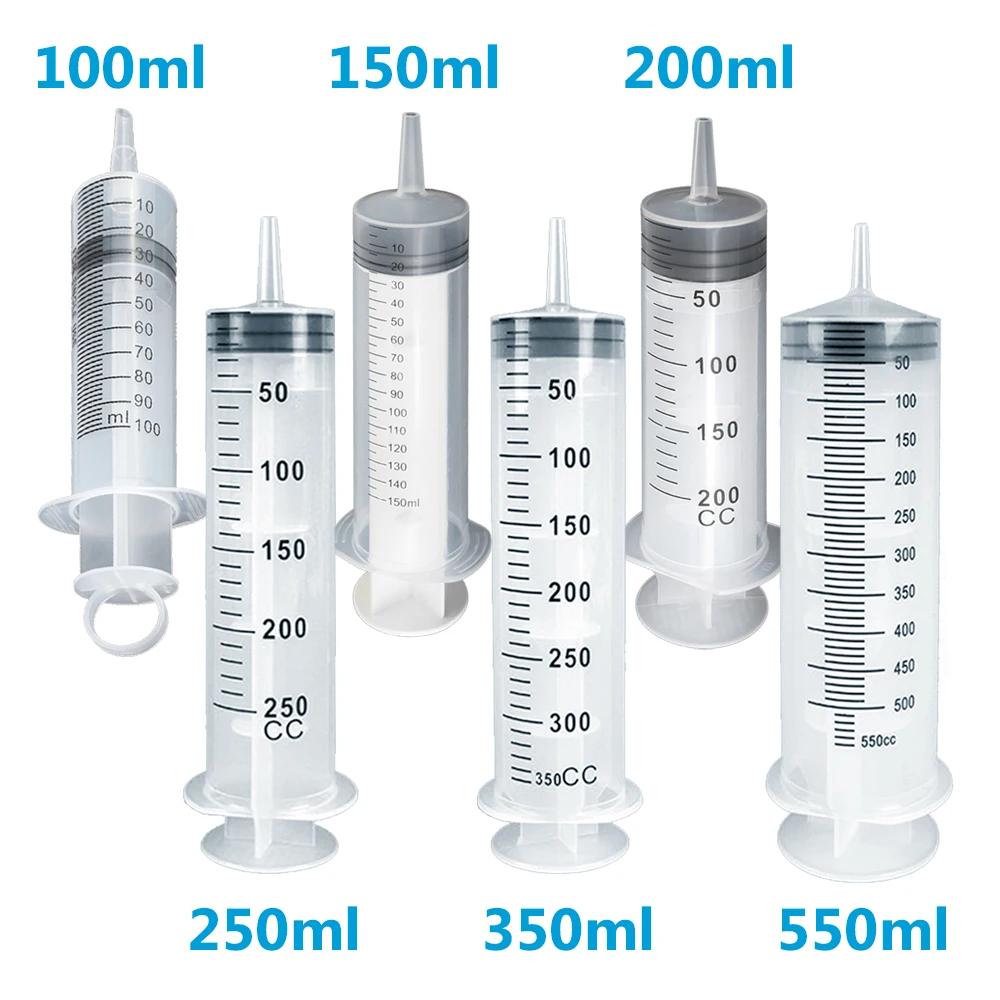 Seringues de grande capacité 50ml/100ml/150ml/200ml/250ml/350ml/550ml avec tuyau de 1M, pompe d'inje