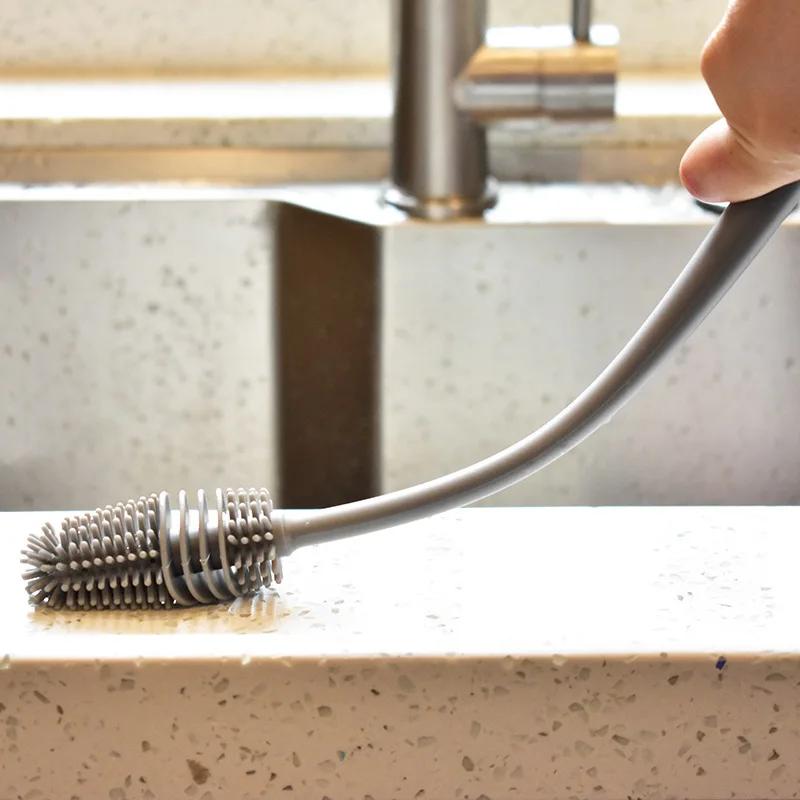 Brosse à biberons, Rotation à 360 degrés, brosses en Silicone à Long manche, outils de nettoyage de 