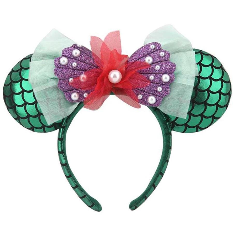 Disney-Bandeau de sauna pour filles, accessoires pour cheveux mignons, dessin animé Minnie, sirène, 