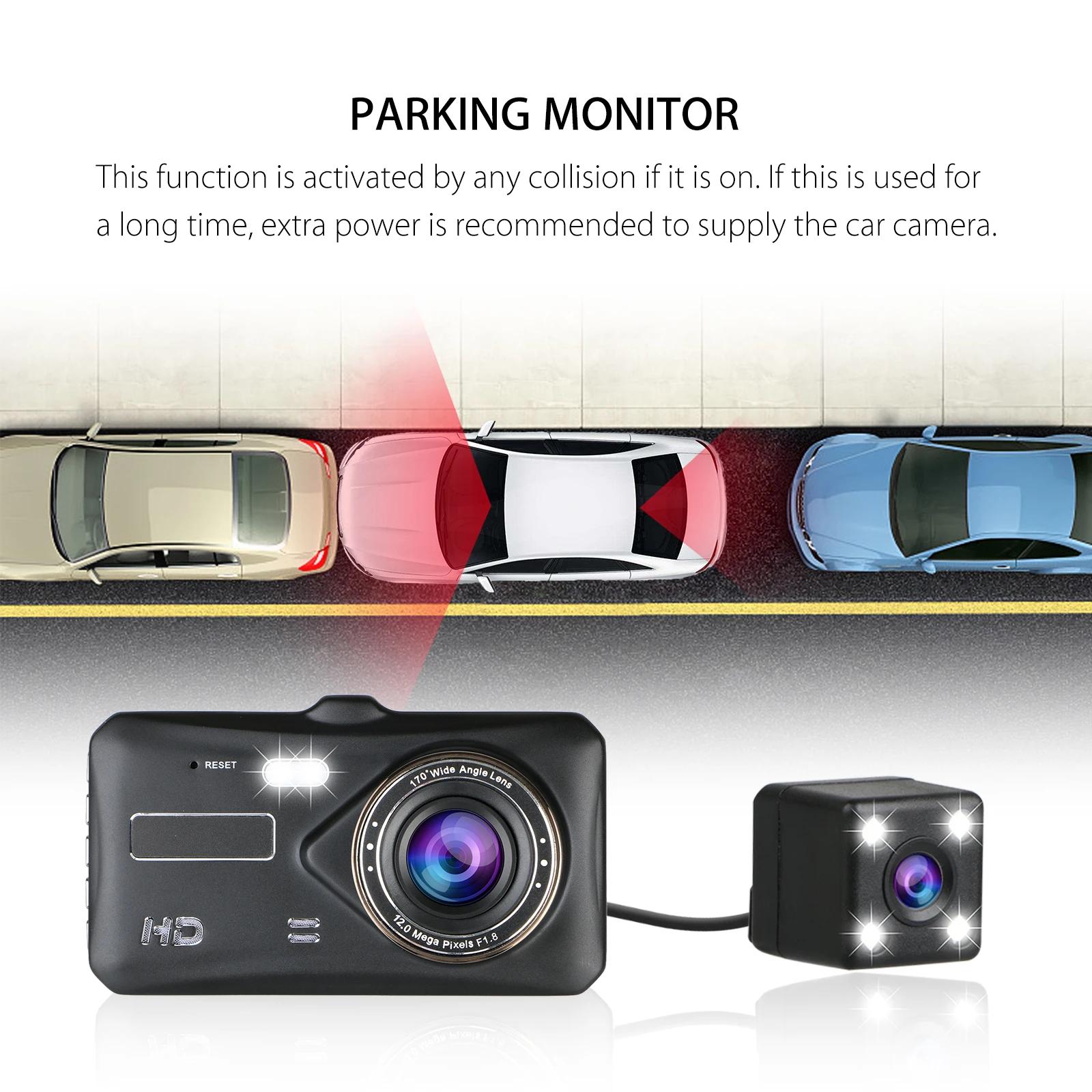 Dash Cam Caméra de tableau de bord avant et arrière, enregistreur vidéo de voiture, boîte noire, FUL