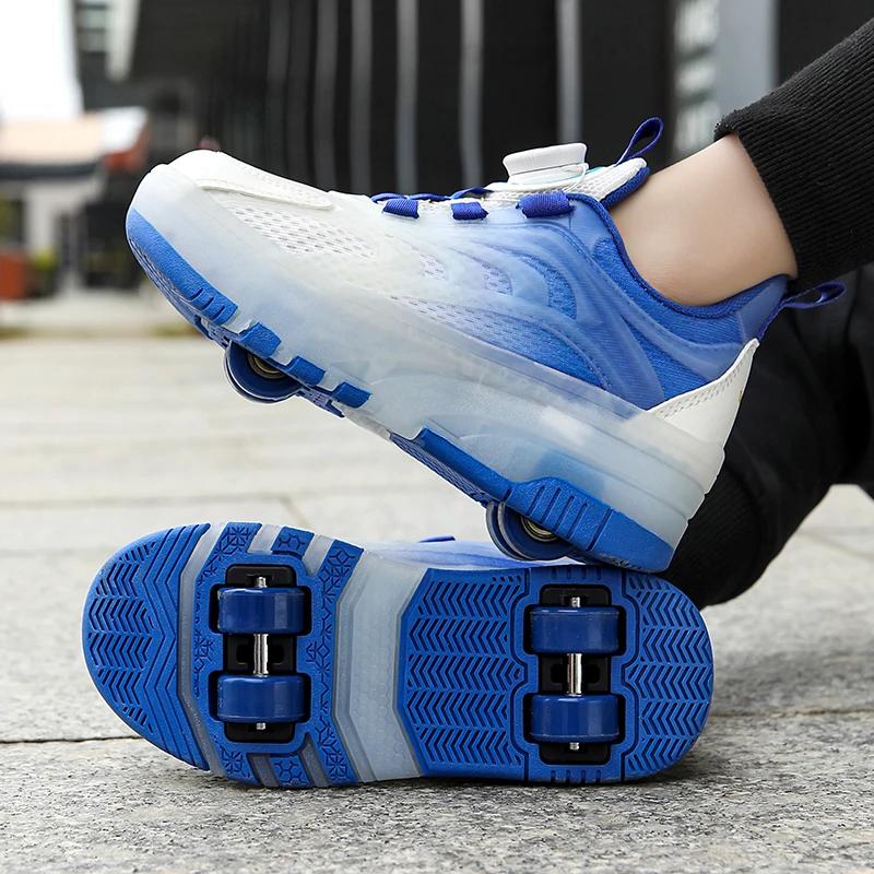 Chaussures de marche rapide pour enfants, patins à roulettes pour filles et garçons, cassent quatre 