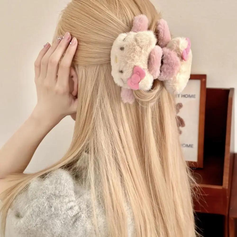 Ctue Anime marron Kitty peluche griffe de cheveux requin pince Barrettes crabe pinces à cheveux pour