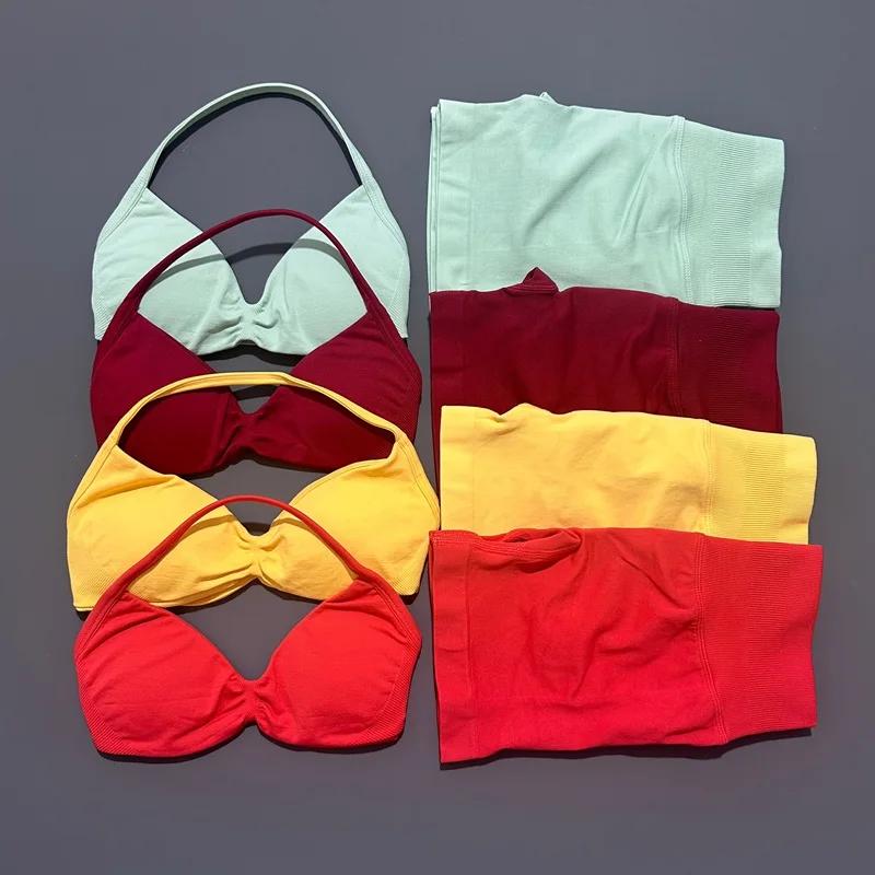 HISTELLO ensemble de gymnastique 2 pièces femmes à bretelles soutien-gorge de Yoga haut d'entraîneme